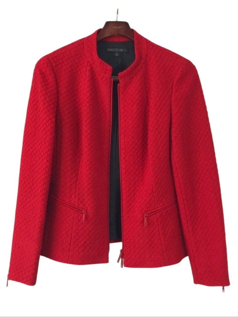 Lafayette 148 tweed jacket Virgin Wool Zip Up Sz.4